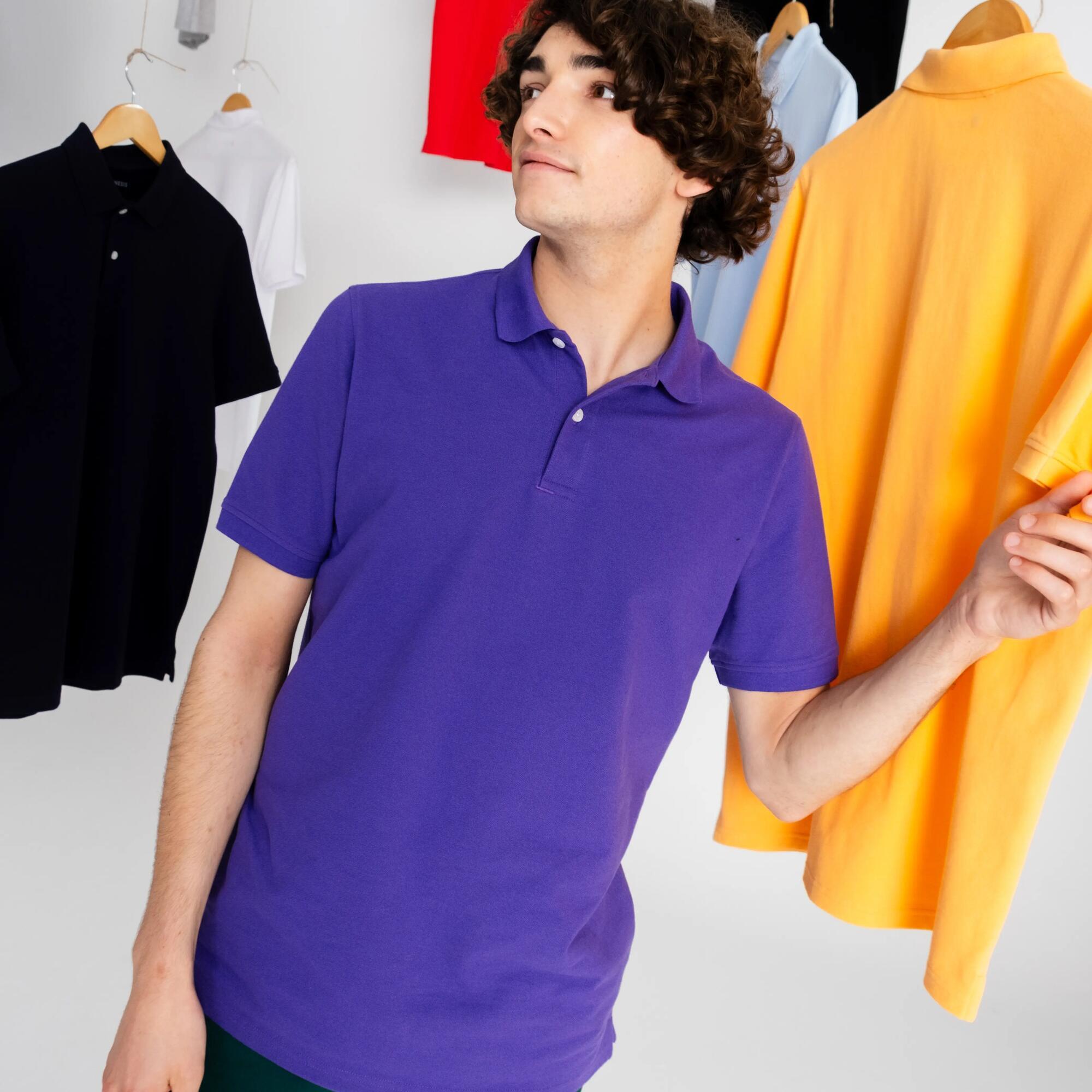 Men’s golf cotton and polyester short-sleeved polo shirt - MW500 lilac