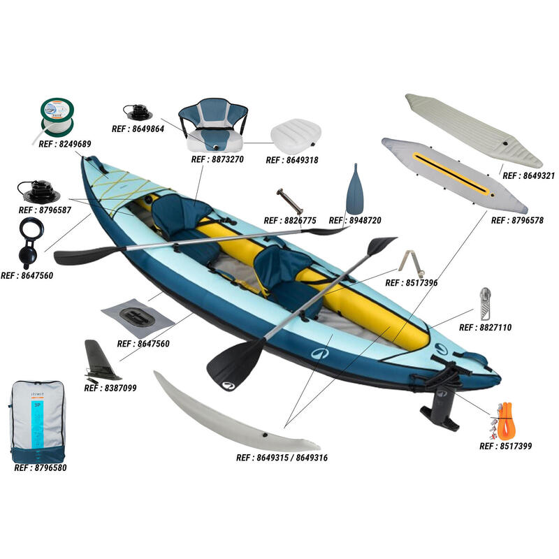 Pack canoë kayak Tribord 100 - 1/2 places