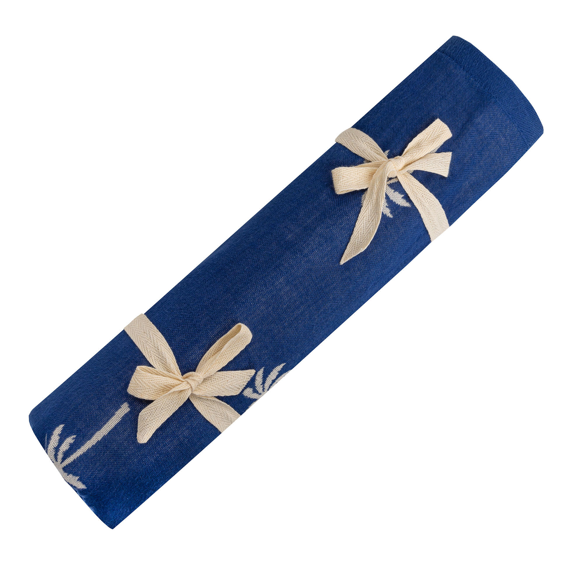 Telo mare pareo bamboo Le Blu double face palme blu 6/6