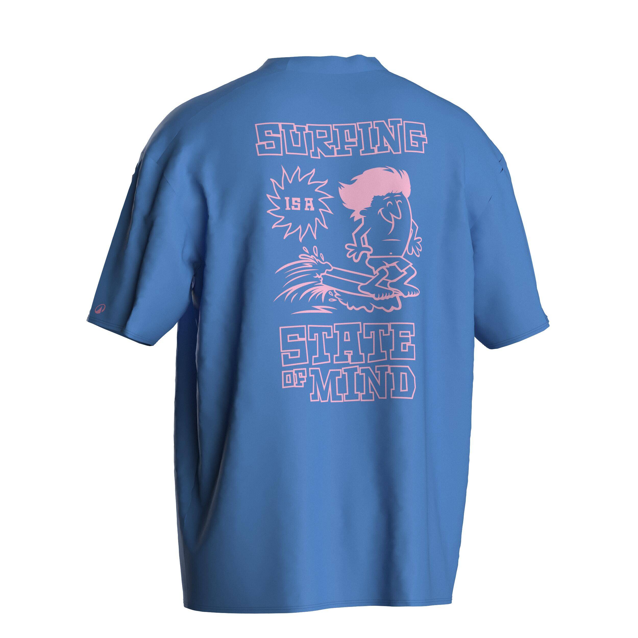 Men’s short sleeve anti-UV surf t-shirt loose fit, blue -  2
