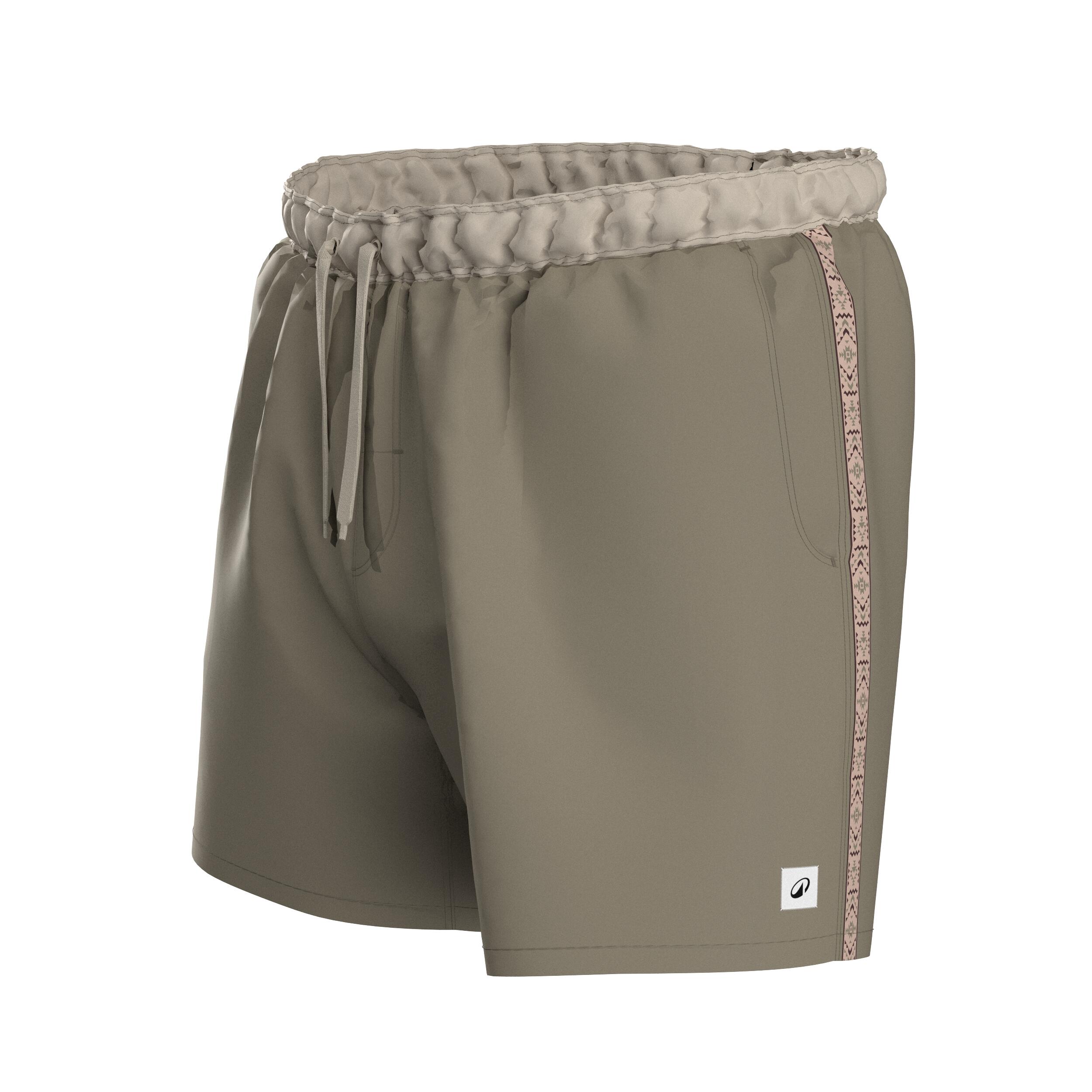 Boardshort surf short de bain court 15" homme, 100 Géo retro beige 8/10