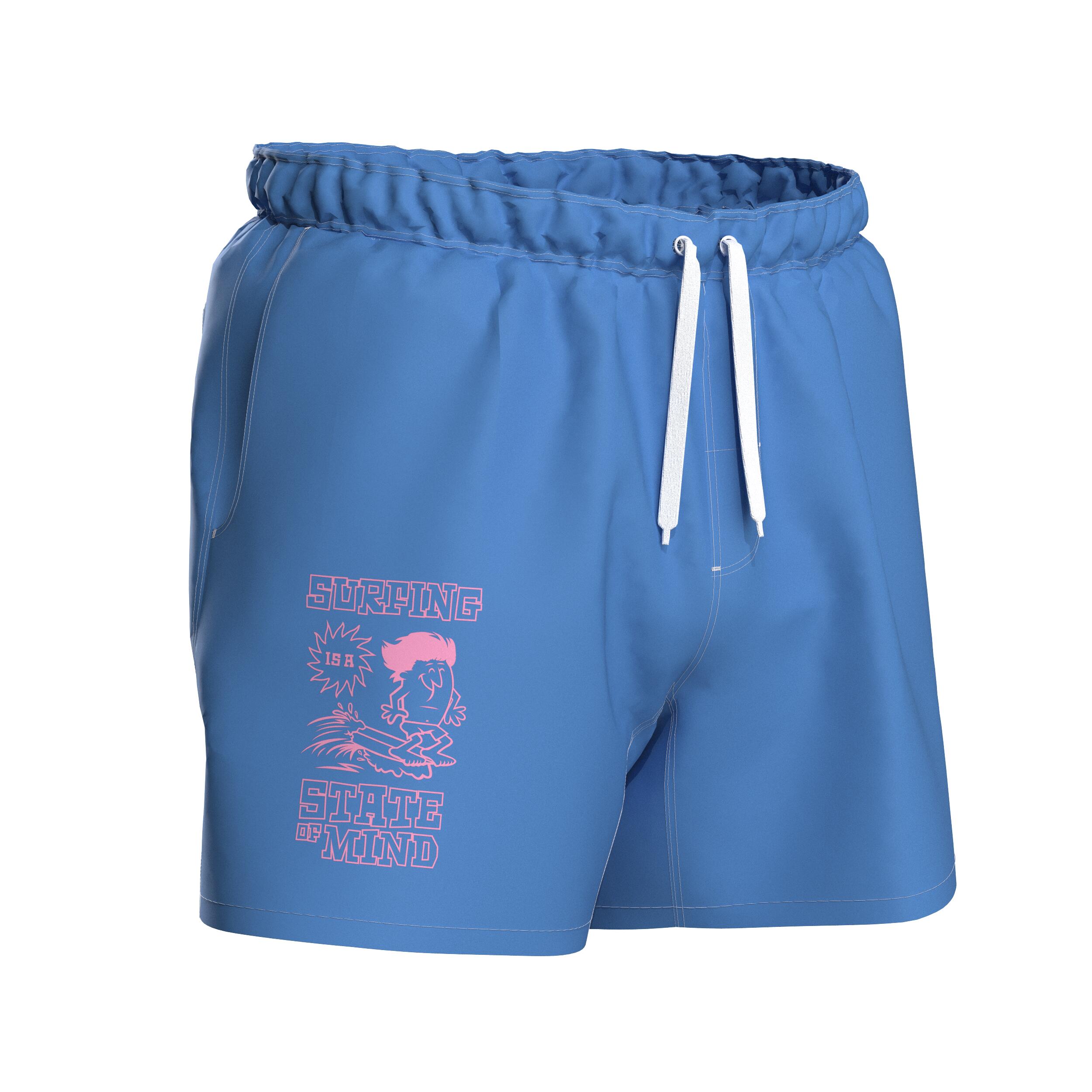 Boardshort surf short de bain court 15" homme, 100 Rad mood bleu 9/10