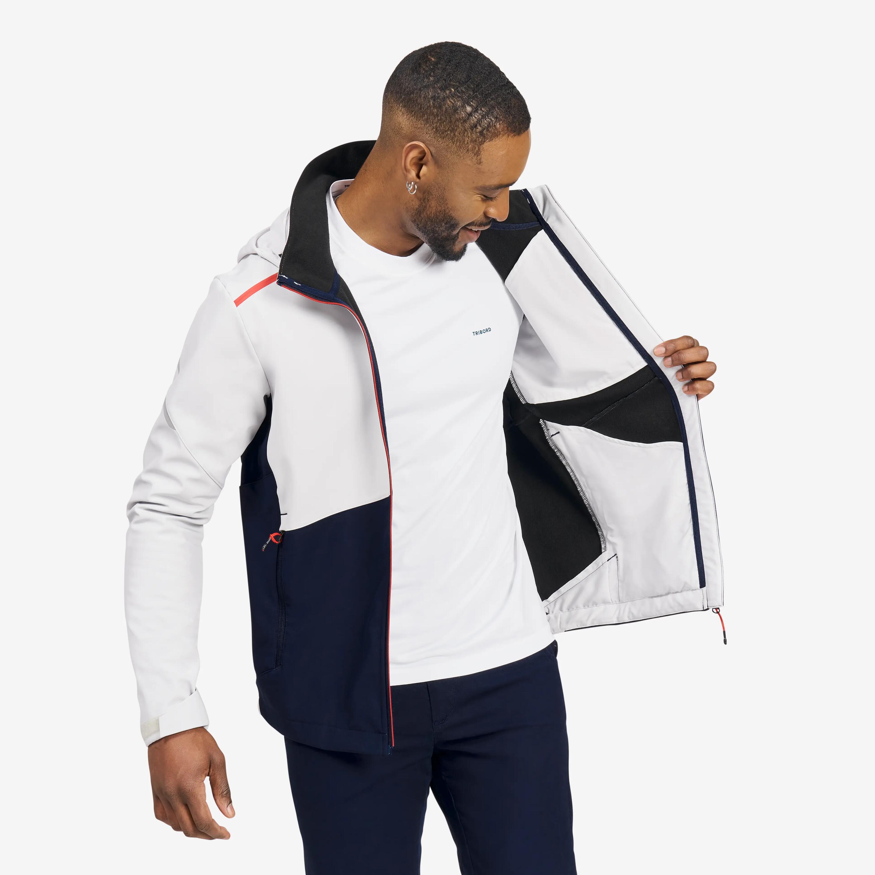 Giacca vela uomo SOFTSHELL 500 antivento grigio-nero 18/26