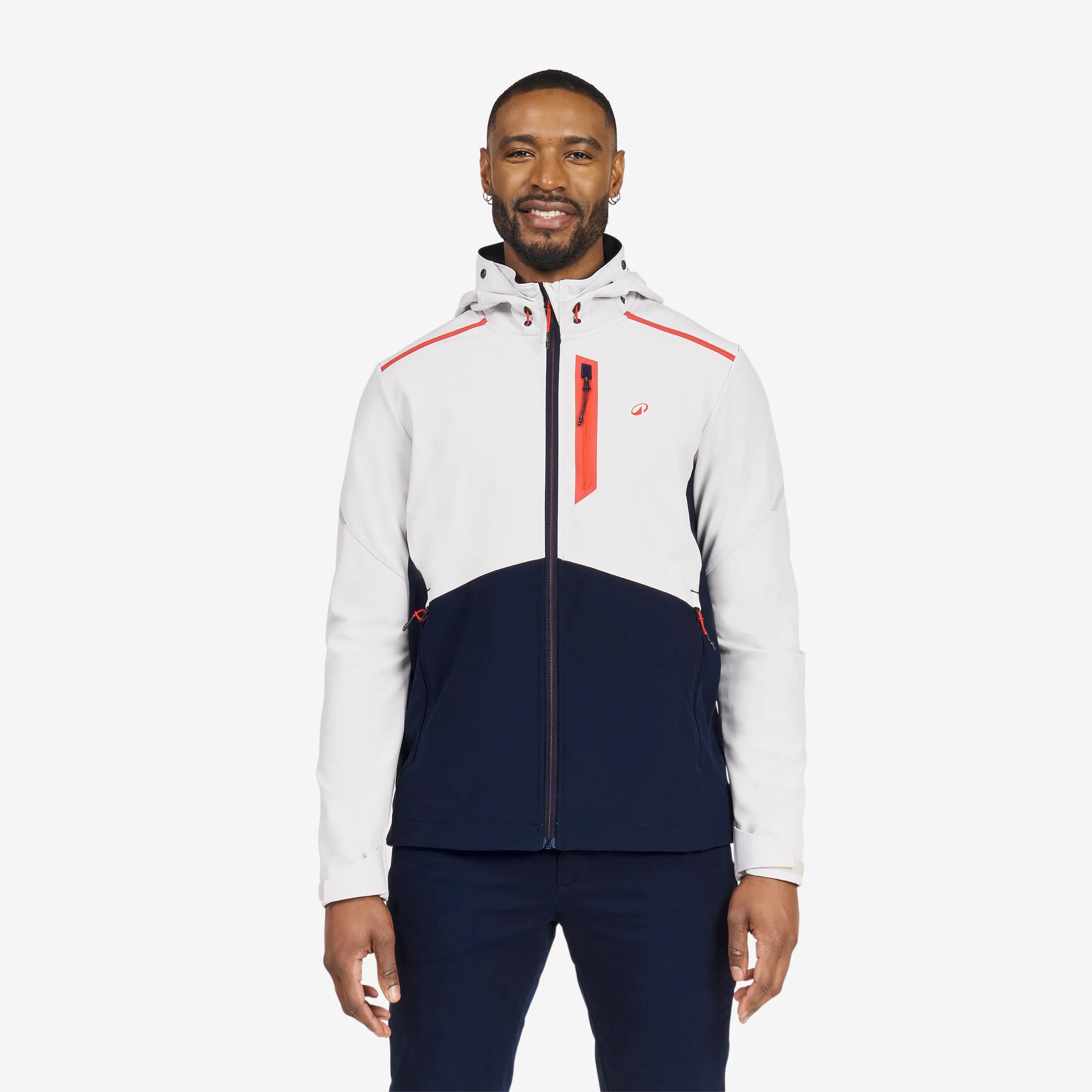 Giacca vela uomo SOFTSHELL 500 antivento grigio-nero 11/26