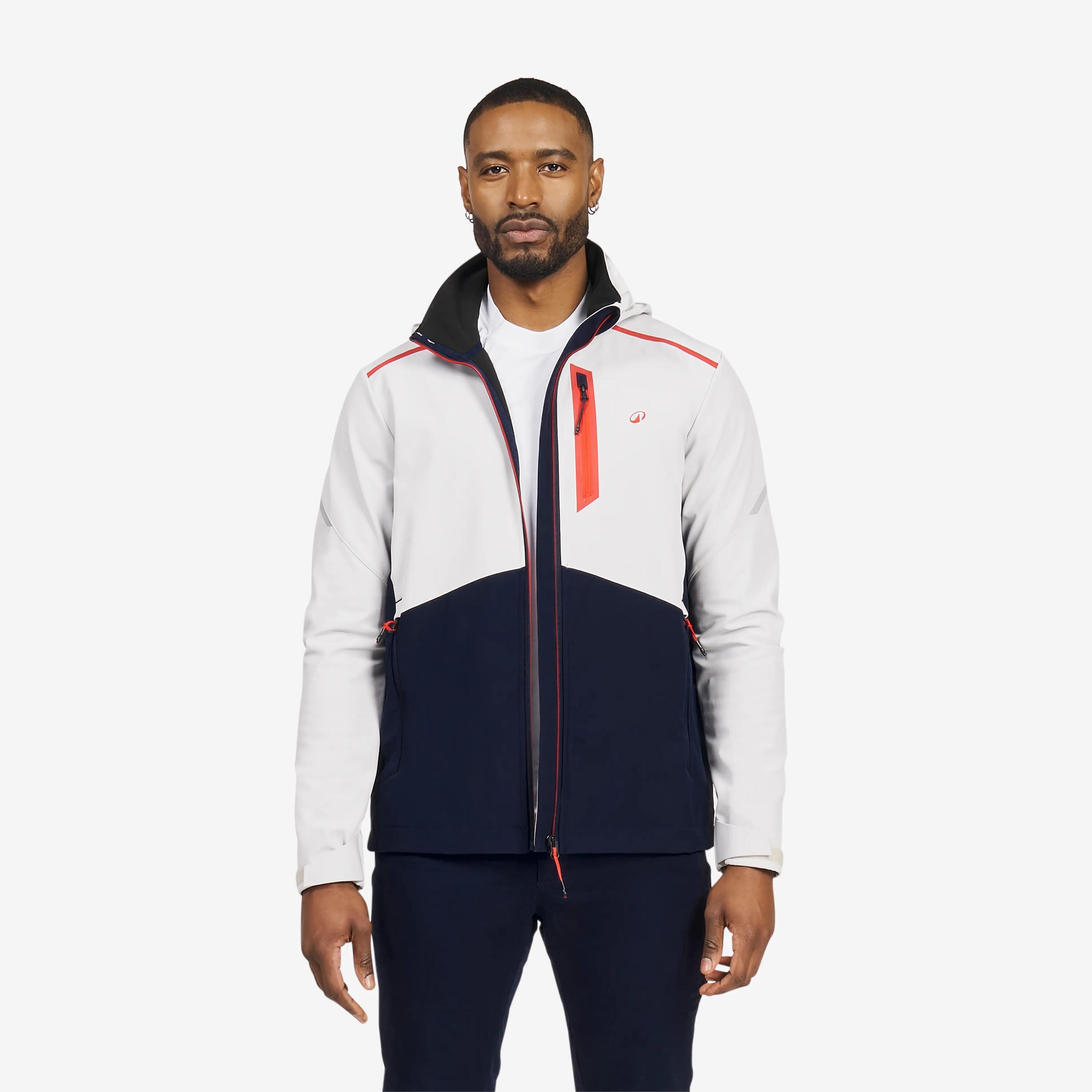 Giacca vela uomo SOFTSHELL 500 antivento grigio-nero 17/26