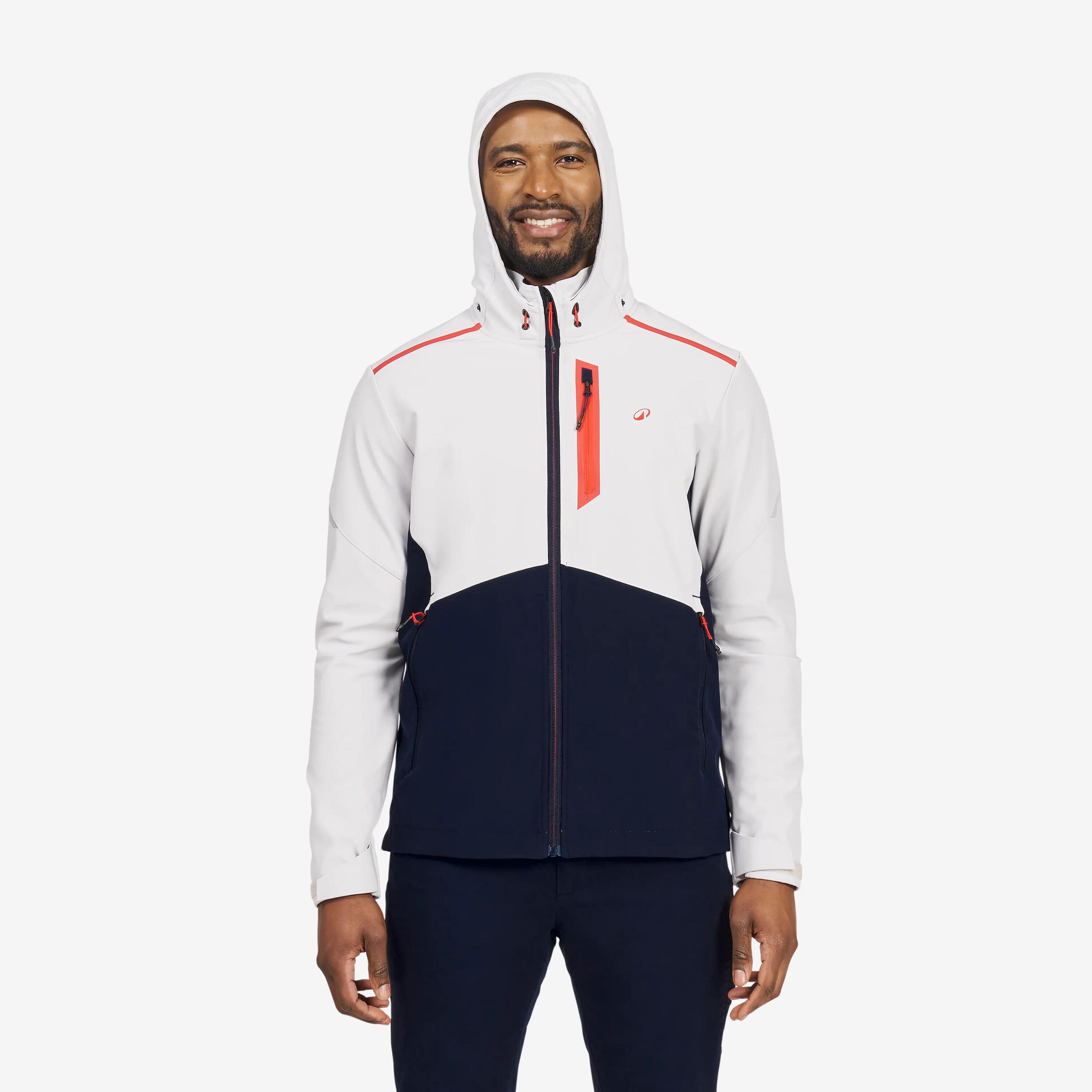 Giacca vela uomo SOFTSHELL 500 antivento grigio-nero 12/26