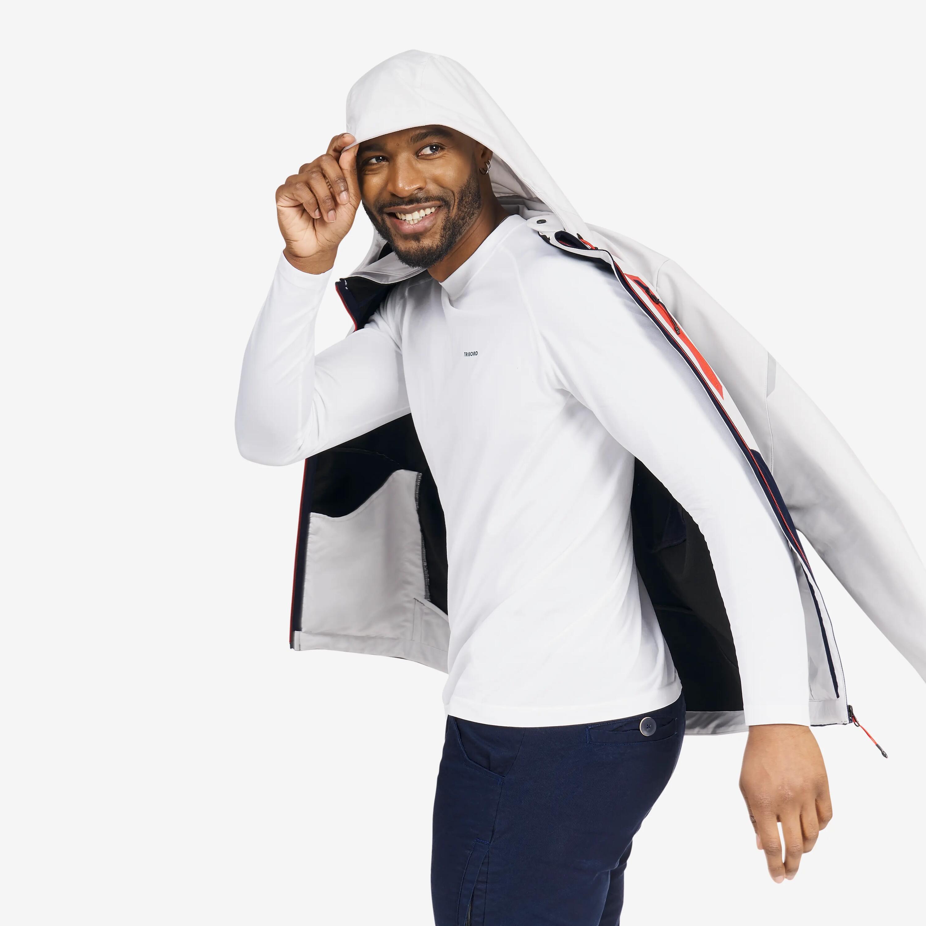Giacca vela uomo SOFTSHELL 500 antivento grigio-nero 24/26