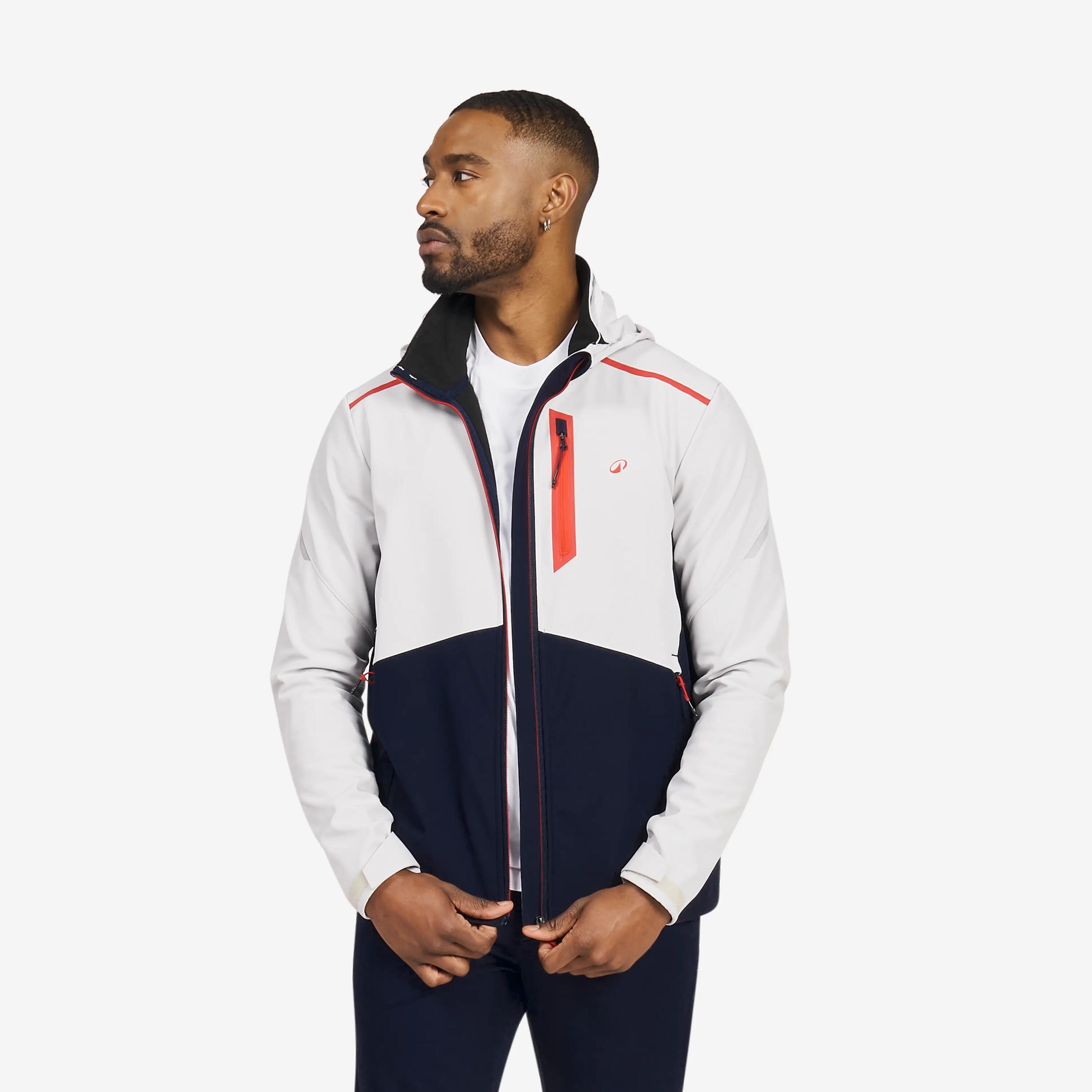 Giacca vela uomo SOFTSHELL 500 antivento grigio-nero 16/26
