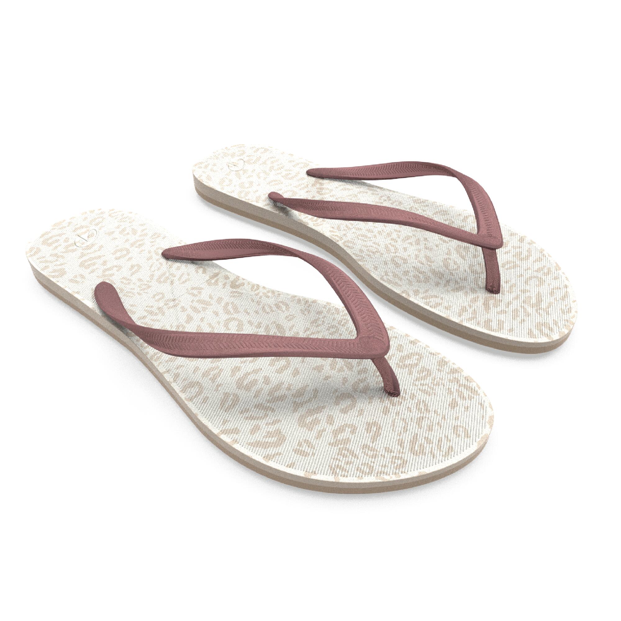 Women’s flip-flops, 500 Animal white