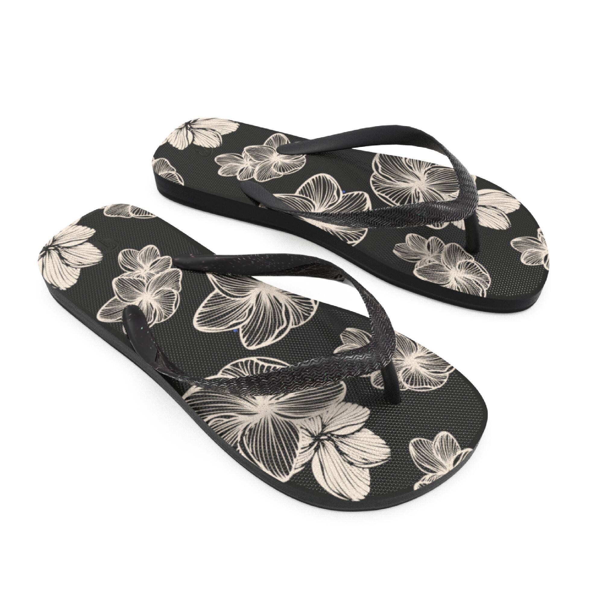 Women’s flip-flops, 500 Tiare black -  2