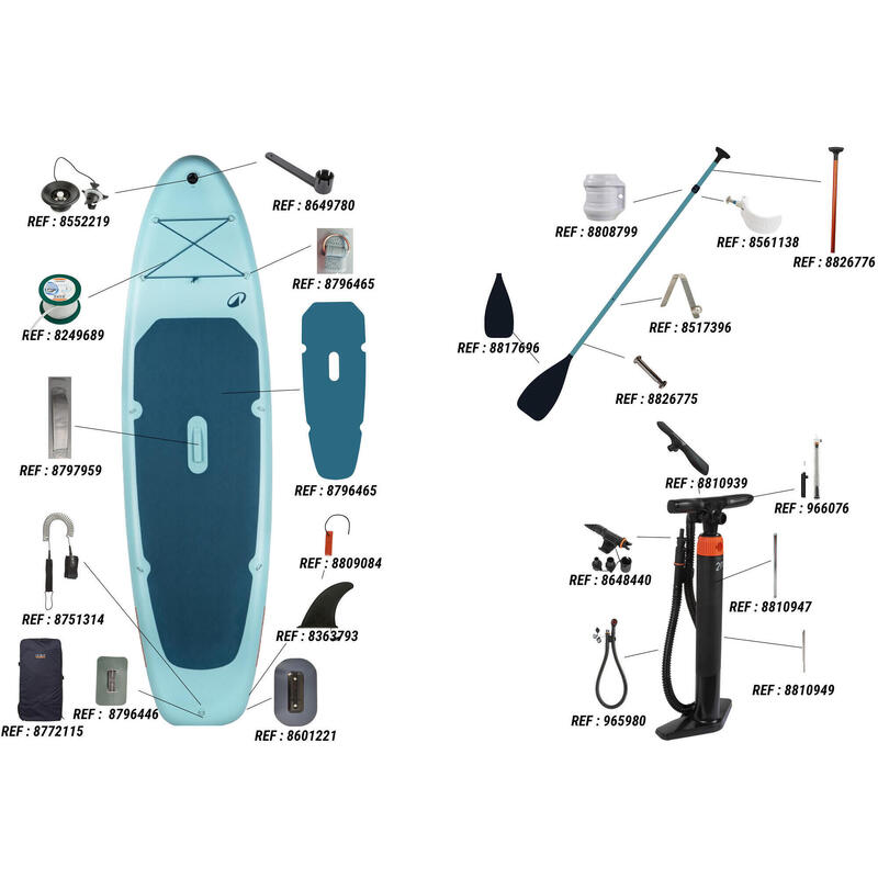 Pack Stand up paddle gonflable 10'6 ,1 ou 2 personnes (jusqu'à 130 kg)- 100 Bleu