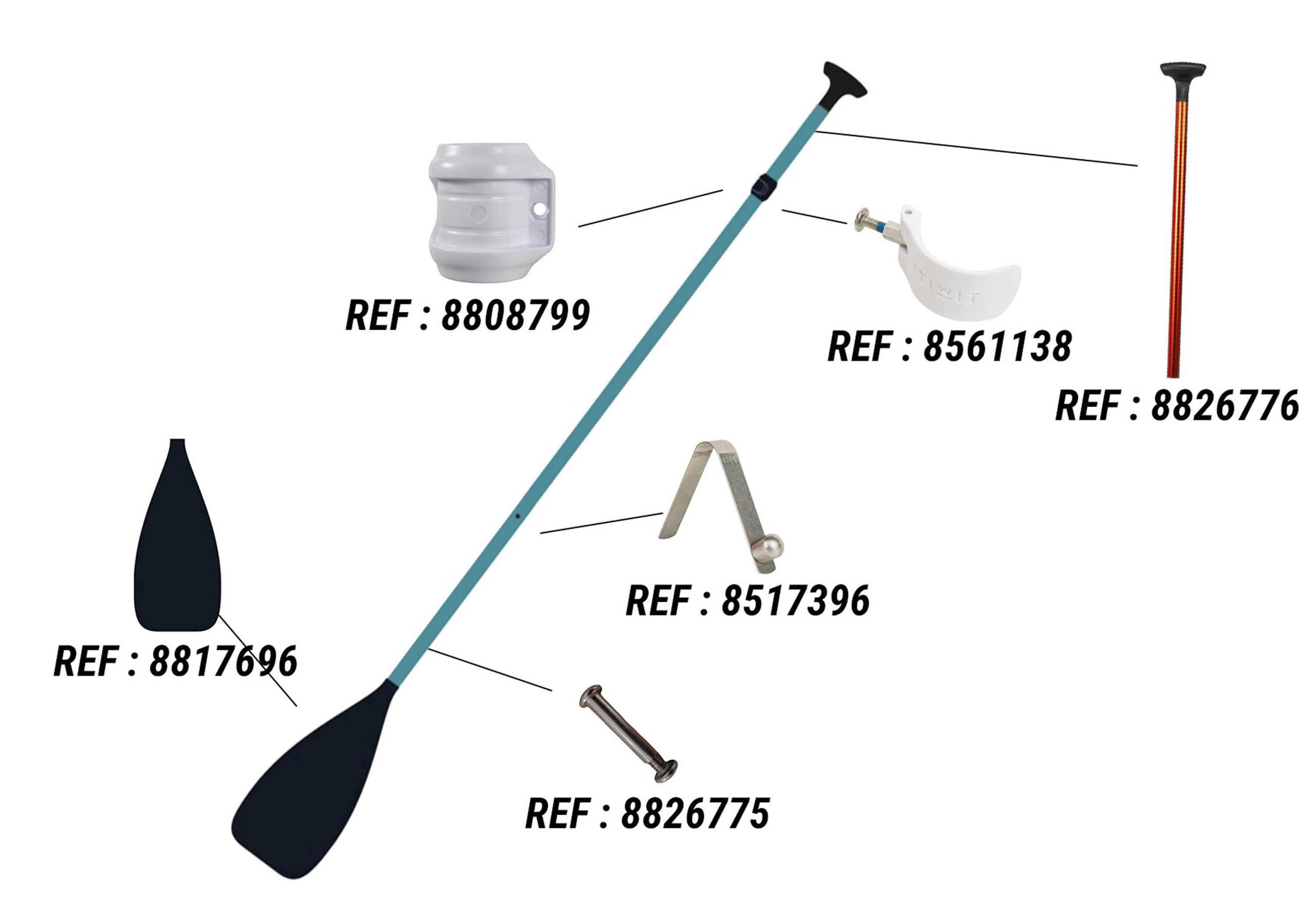 Paddel für Stand Up Paddel 3-teilig 130–170cm - 100 gelb 5/12