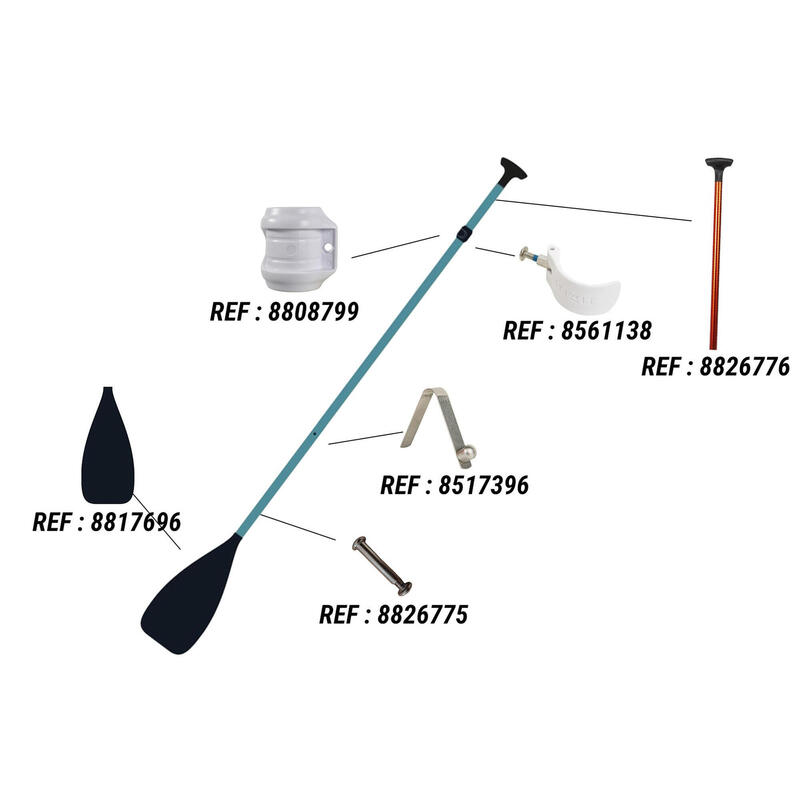 Pagaie stand up paddle 3P 165-205cm - 100 Bleu
