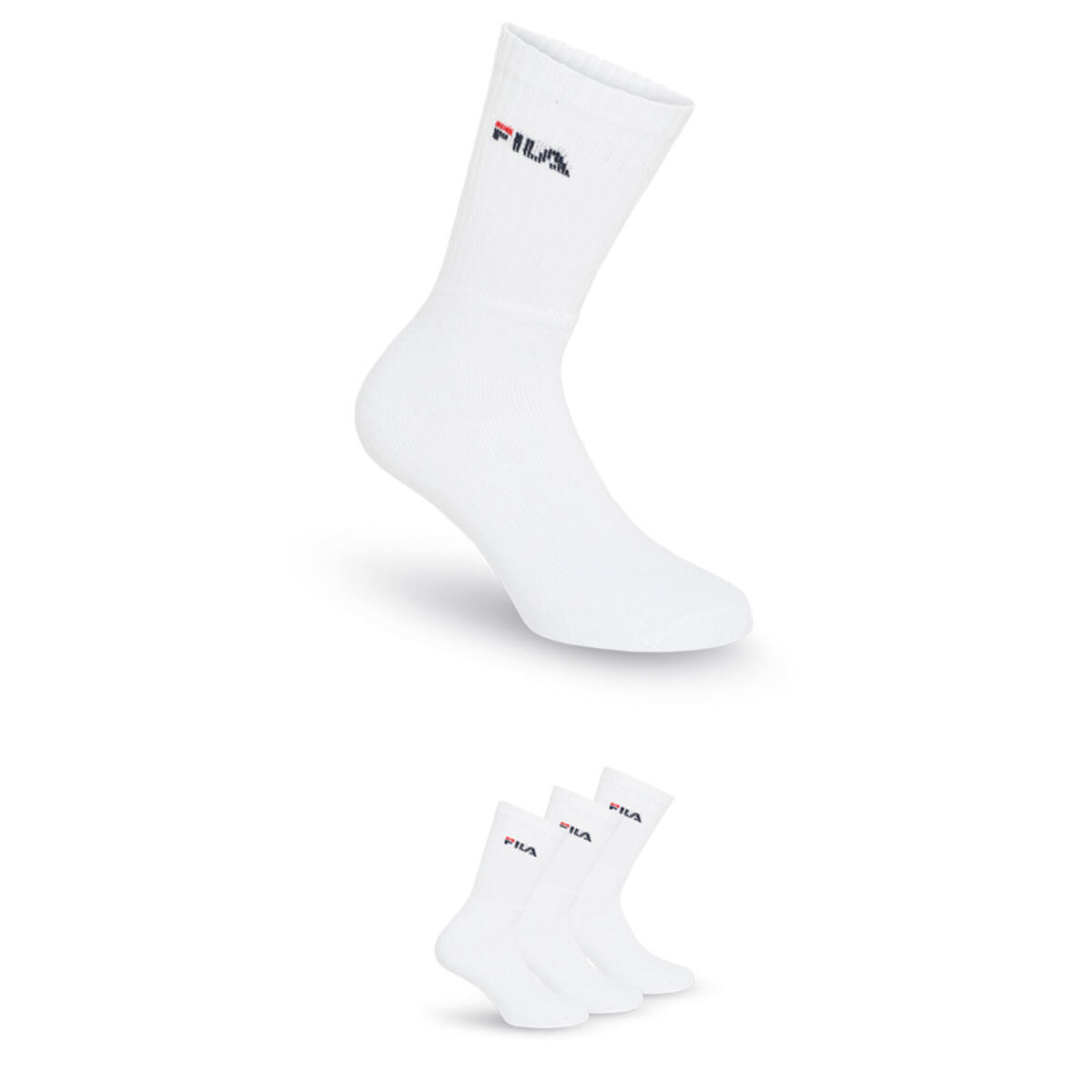 Chaussettes hautes FILA blanches lot de 3 paires