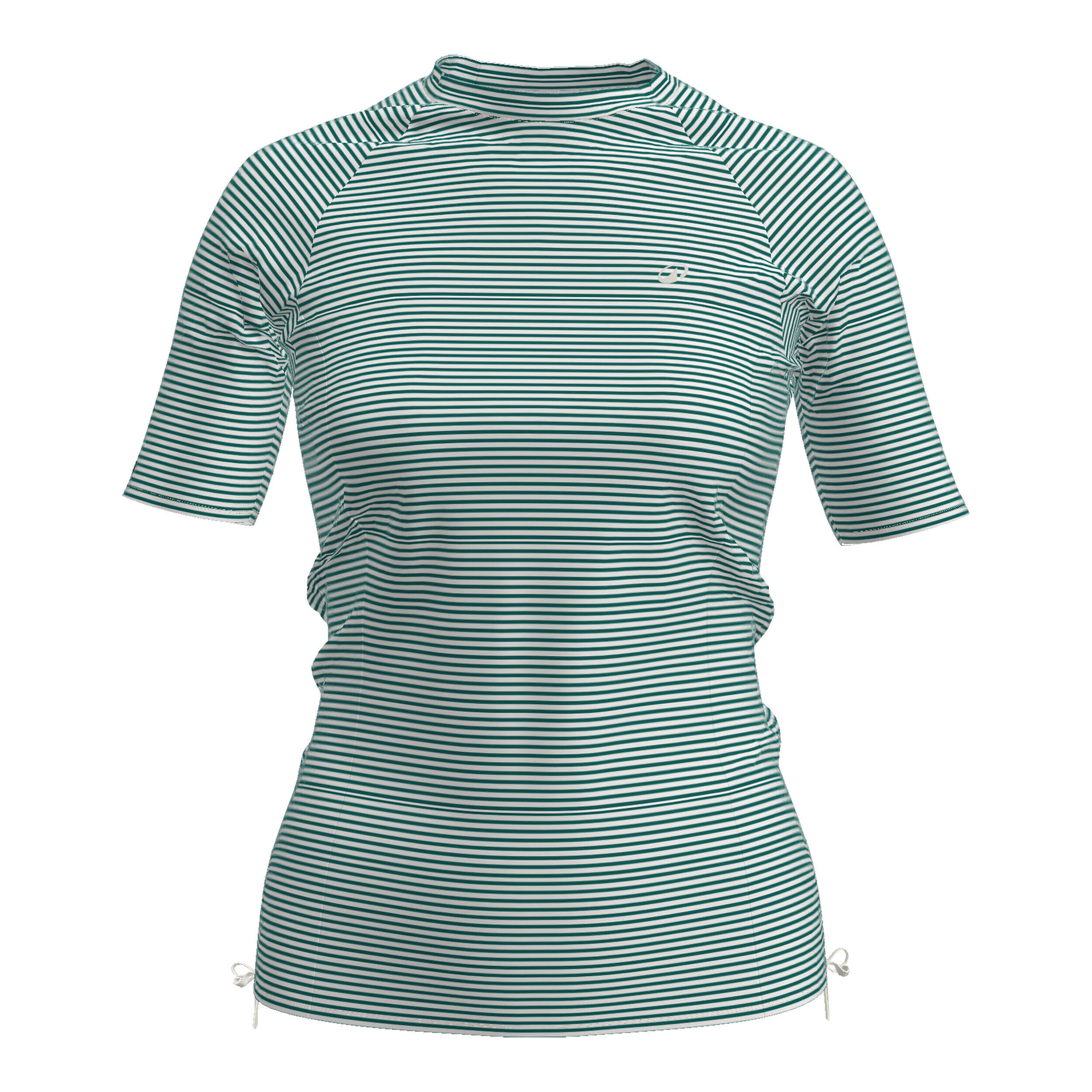 Women’s surfing short sleeve UV-protection t-shirt, Kanika striped green