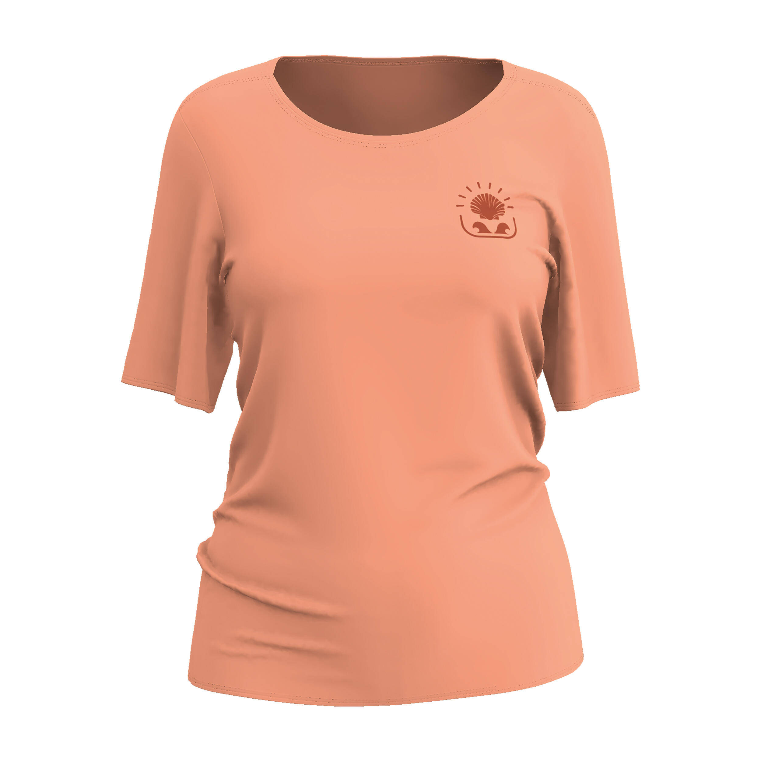 Women’s surfing short sleeve UV-protection t-shirt - Malou Shellrise orange -  2