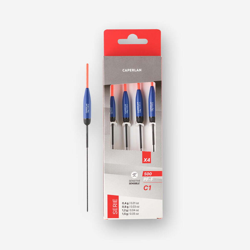 Komplet 4 plovcev za ribolov v kanalih PF-F500 C1 X4 - 0,4 g/0,8 g/1,2 g/1,5 g