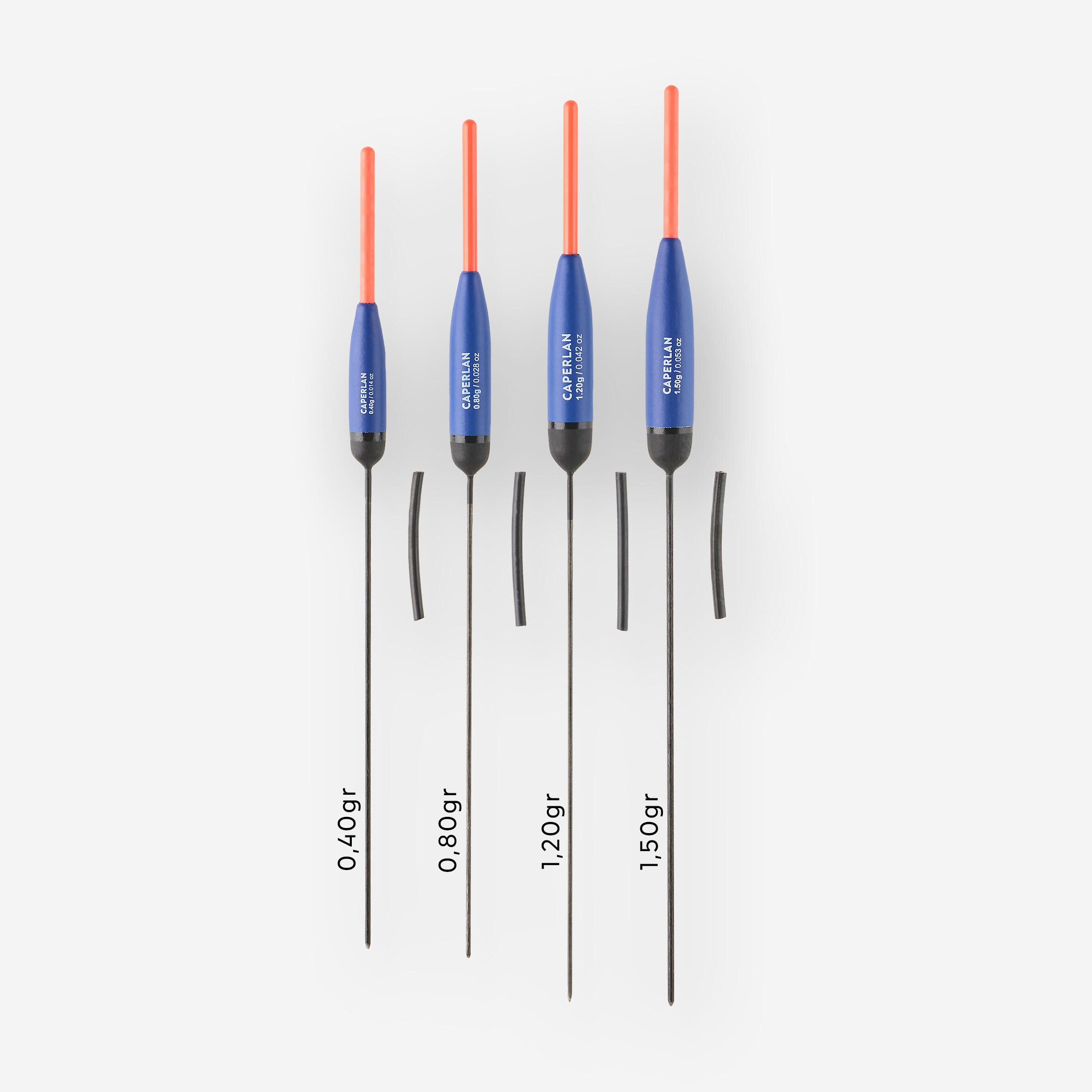 SERIE DE 4 FLOTTEURS PECHE AU COUP EN CANAL PF-F500 C1 X4 - 0,4g 0,8g 1,2g 1,5g 2/3