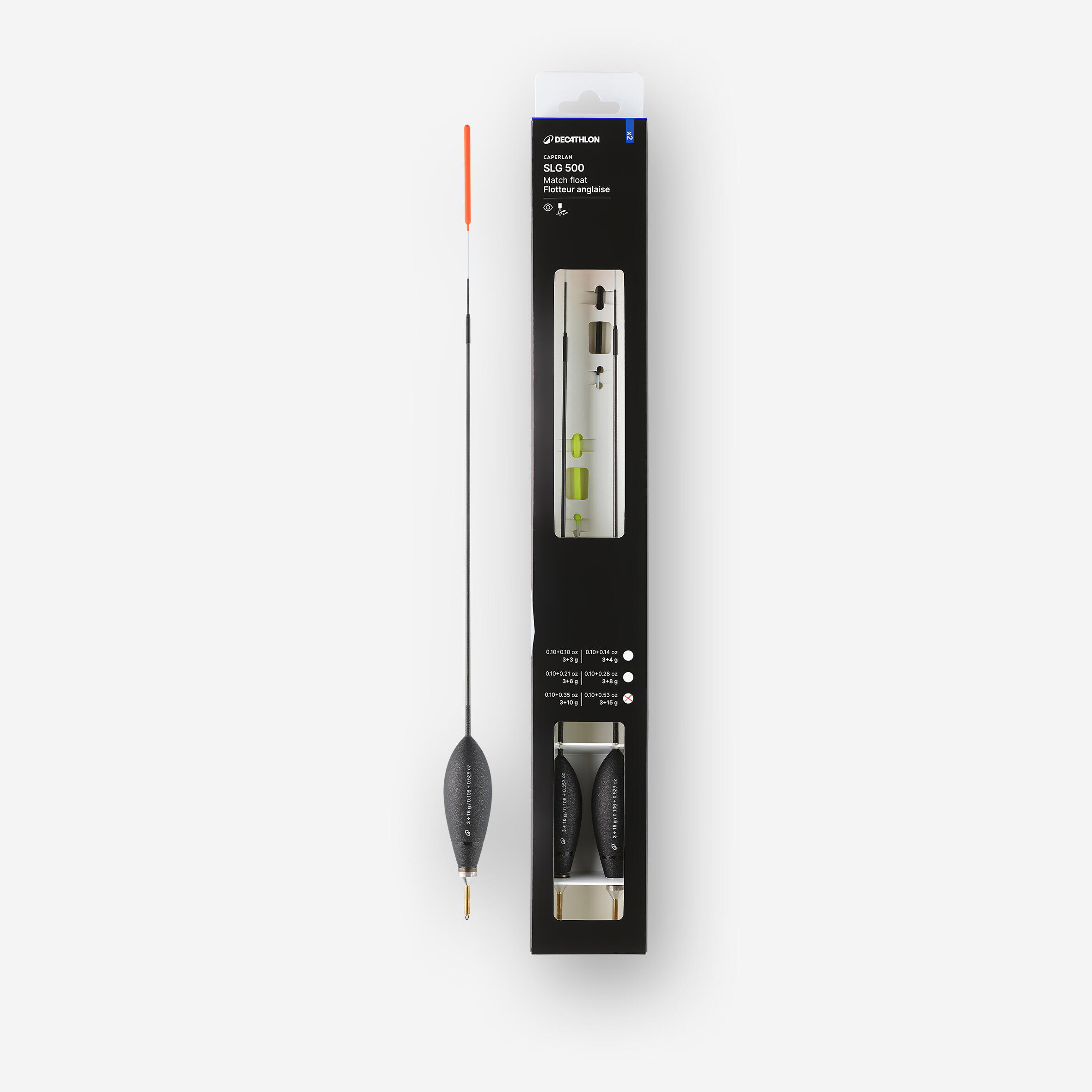 Boia deslizante para pesca à inglesa f 500 slg 3+10g, 3+15g x2