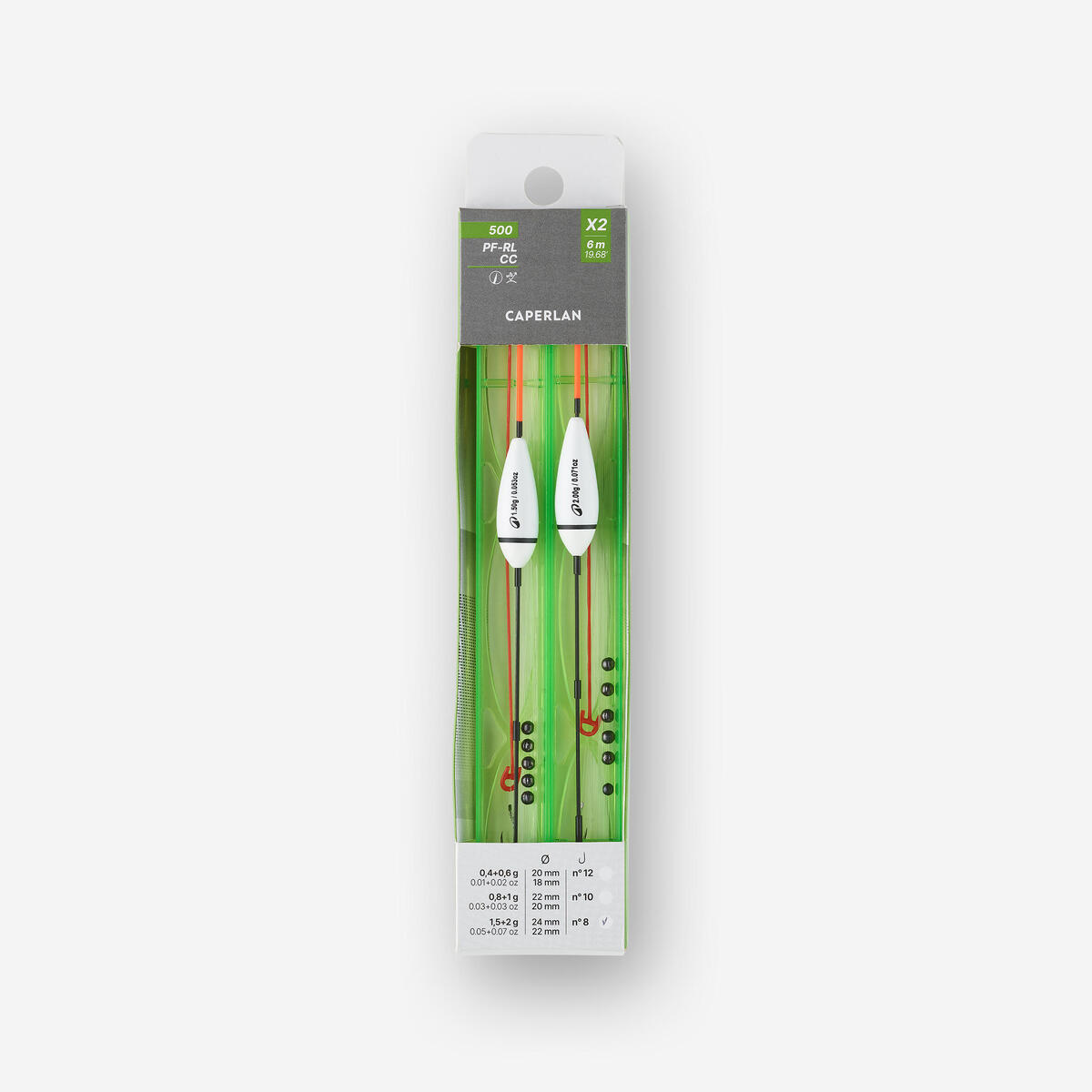 LOT DE 2 LIGNES MONTEES POUR LA PECHE EN CARPODROME PF- RL 500 CC KIT 1,5g 2g