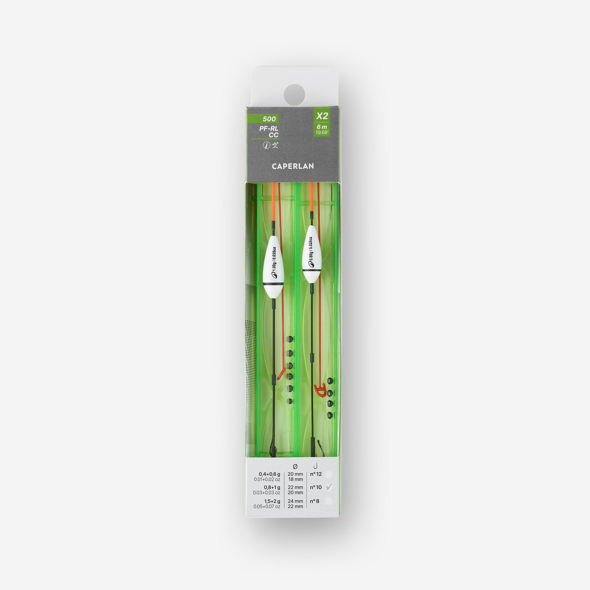 CAPERLAN Set van 2 gemonteerde lijnen voor karpervissen Vaste stok PF-RL500CC 0,8 g-1g