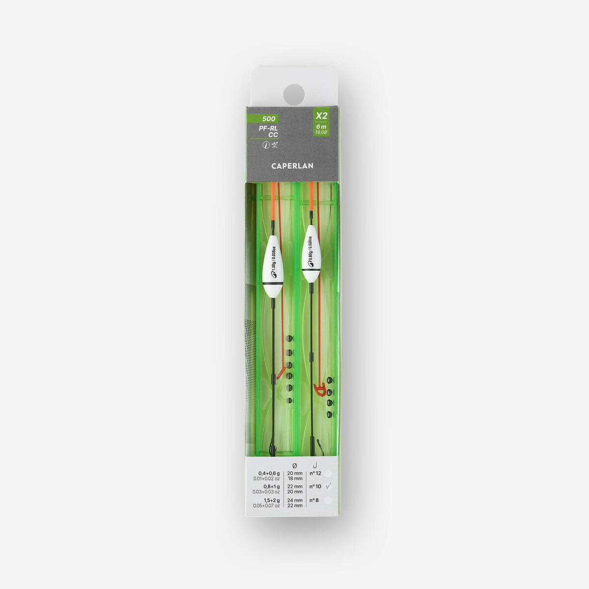 LOT DE 2 LIGNES MONTEES POUR LA PECHE EN CARPODROME PF- RL 500 CC KIT  0,8g 1g