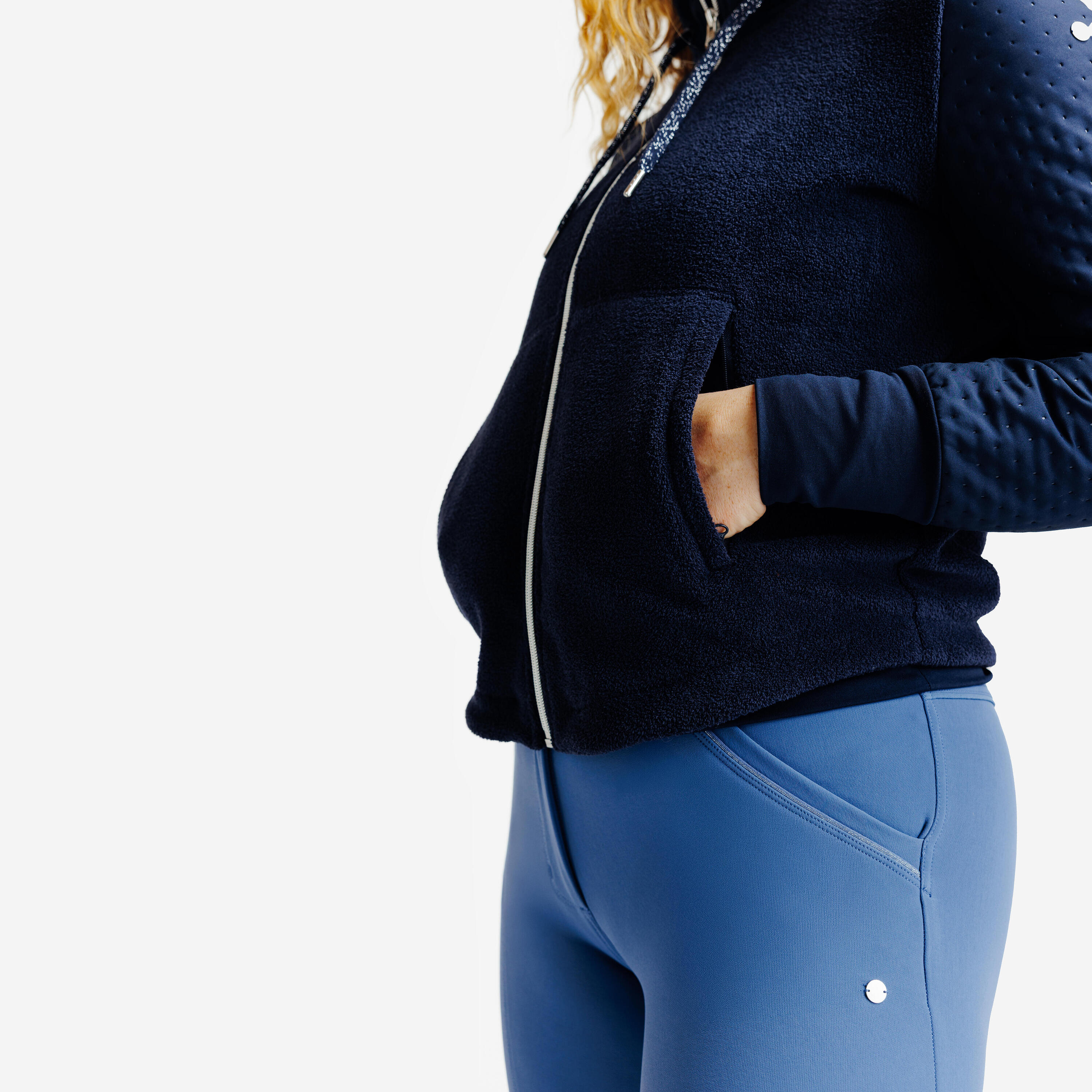 Warmer Reitsweater mit Reissverschluss für Damen – 500 blau schwarz 4/6