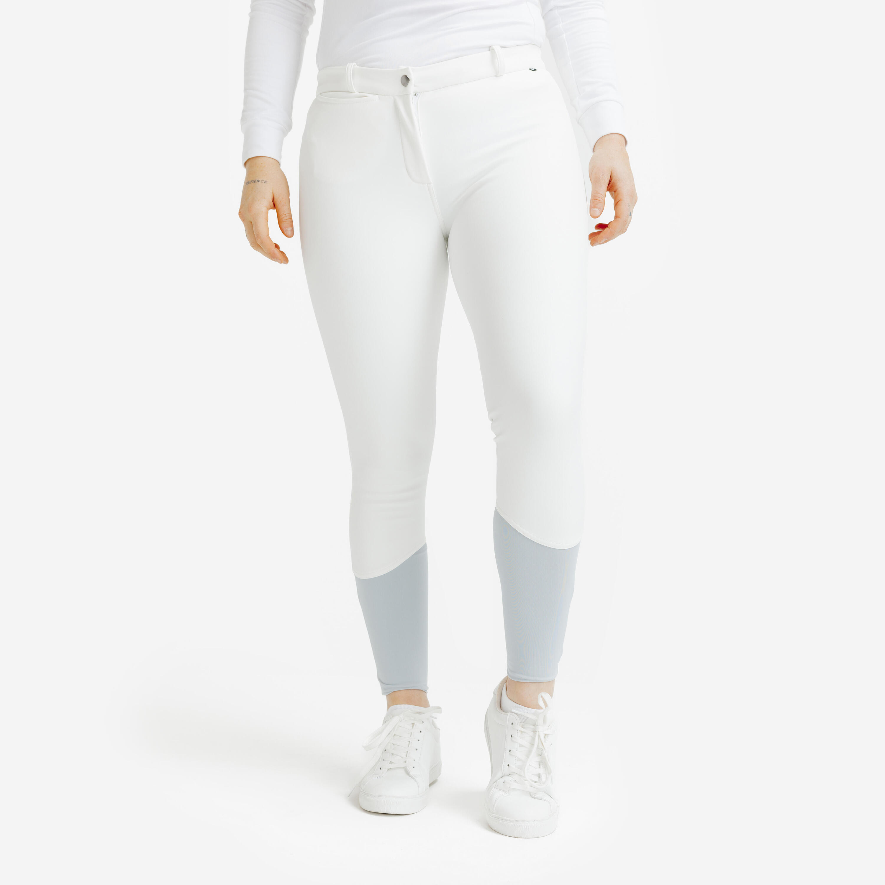 FOUGANZA Women's Warm and Water-Repellent Horse Riding Jodhpurs Kipwarm 500 - White