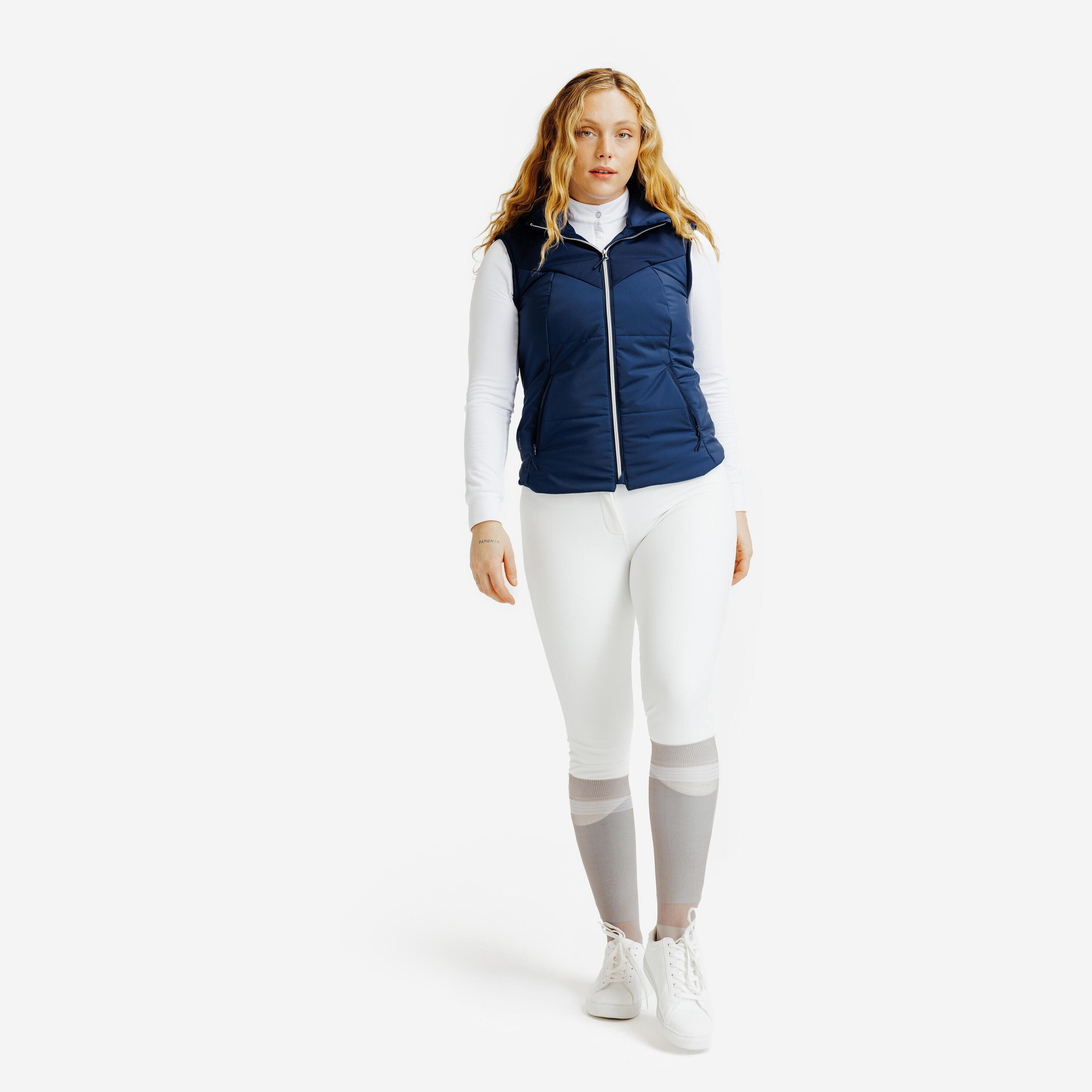 Women's Warm and Water-Repellent Horse Riding Jodhpurs Kipwarm 500 - White 2/7