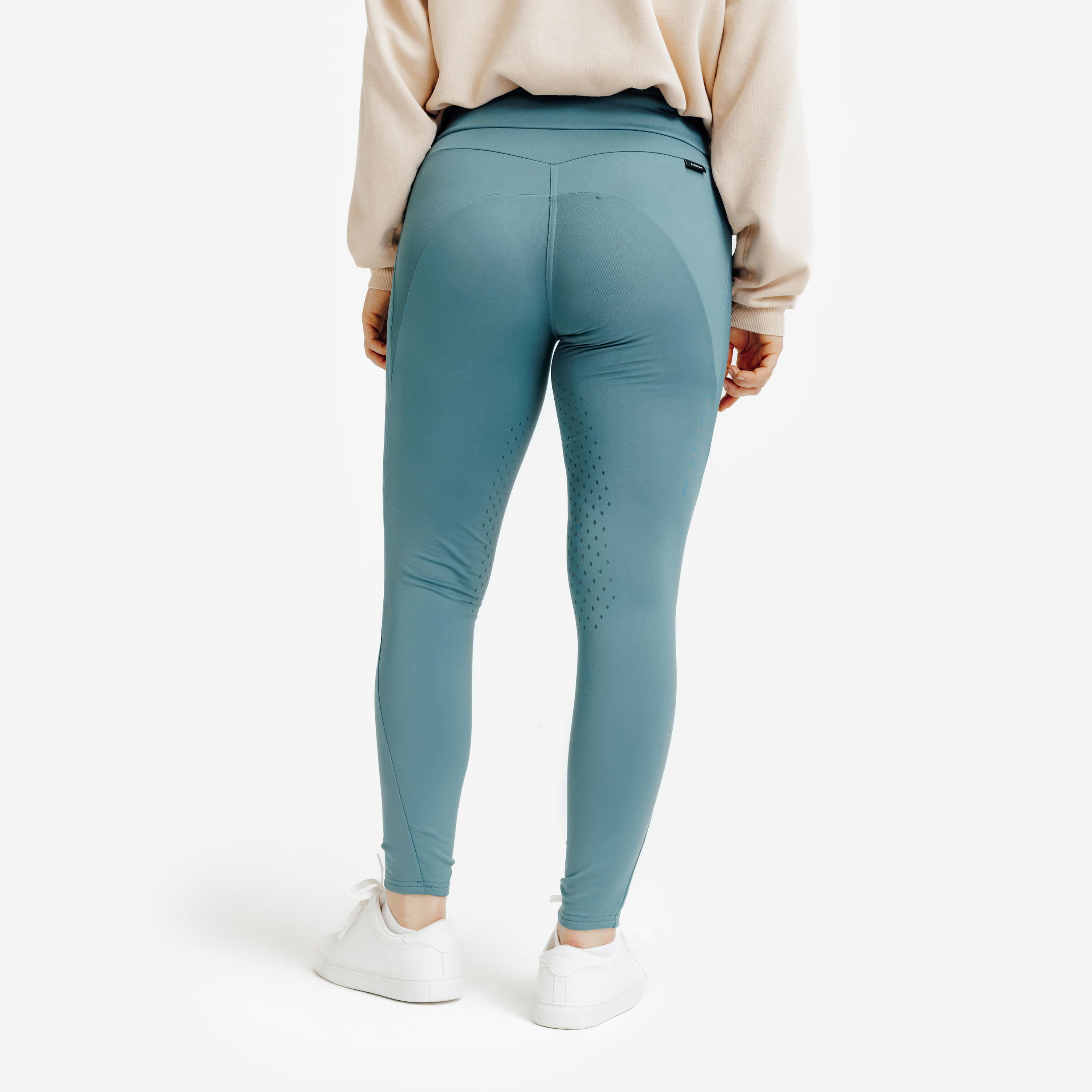 Legging chaud équitation hiver  femme basanes silicone vert cendré 5/6