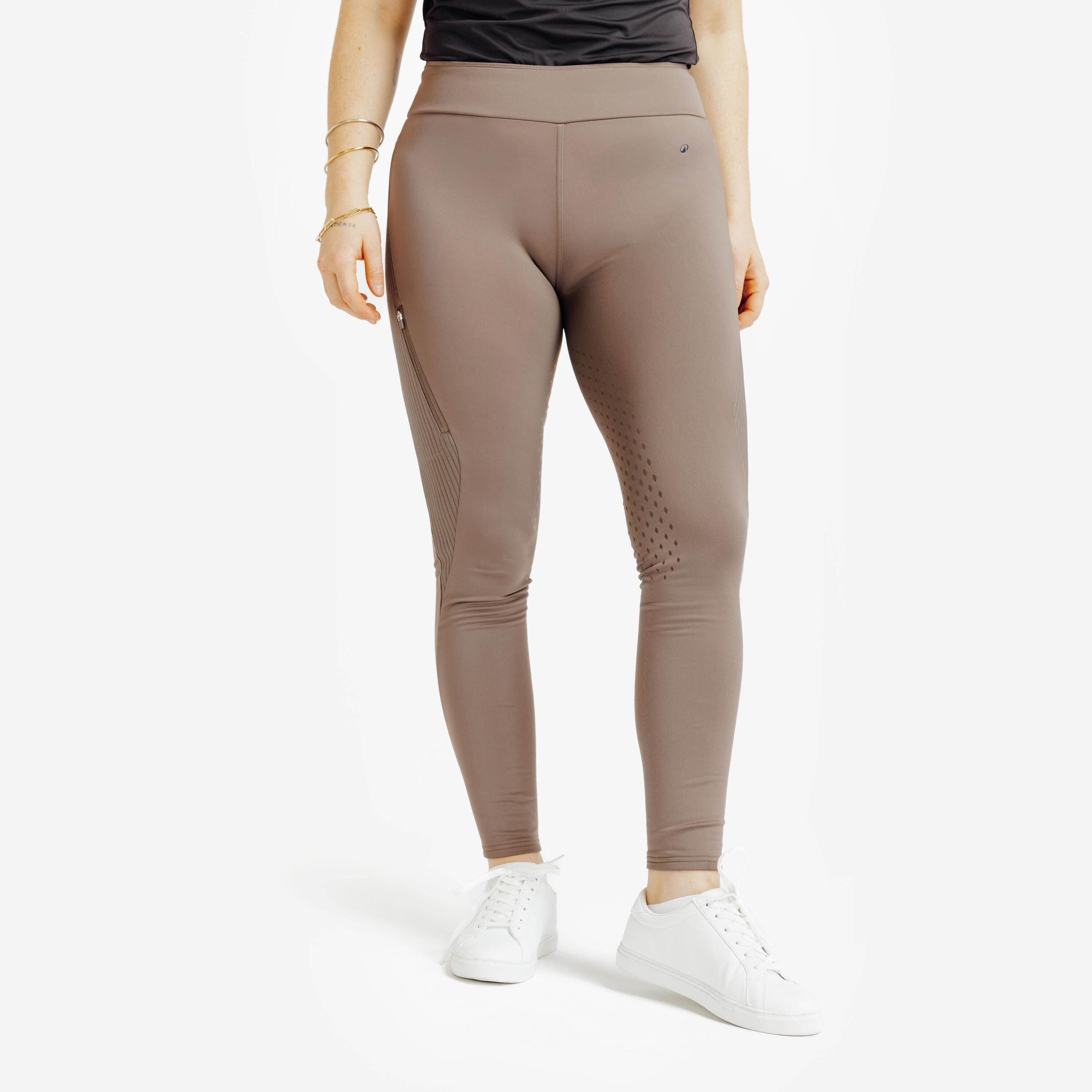 FOUGANZA Leggings equitazione donna silicone marroni