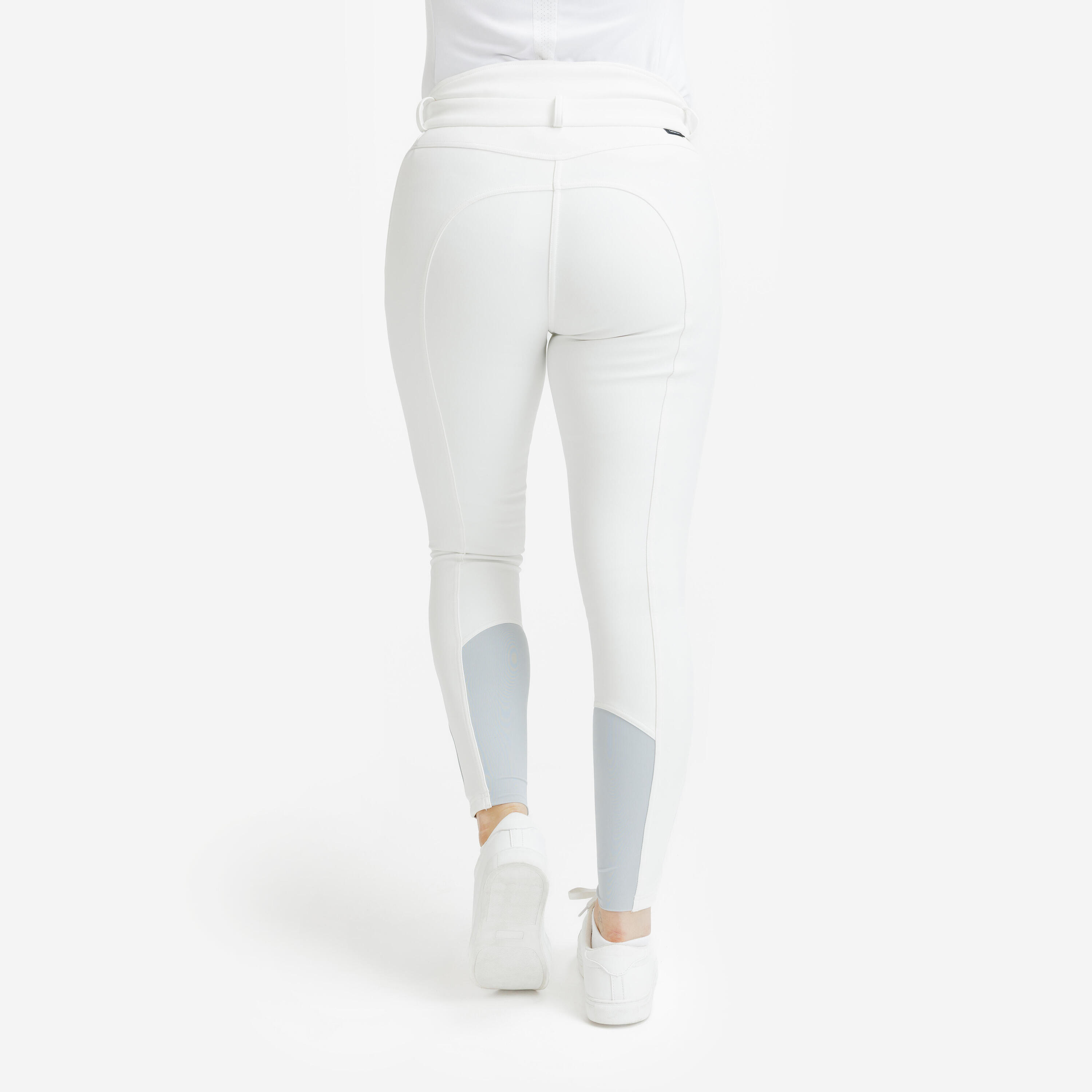 Women's Warm and Water-Repellent Horse Riding Jodhpurs Kipwarm 500 - White 3/7