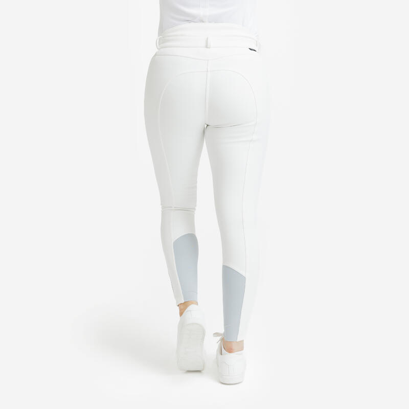 Pantalon concurs echitație Kipwarm 500 Călduros și Hidrofob Alb Damă