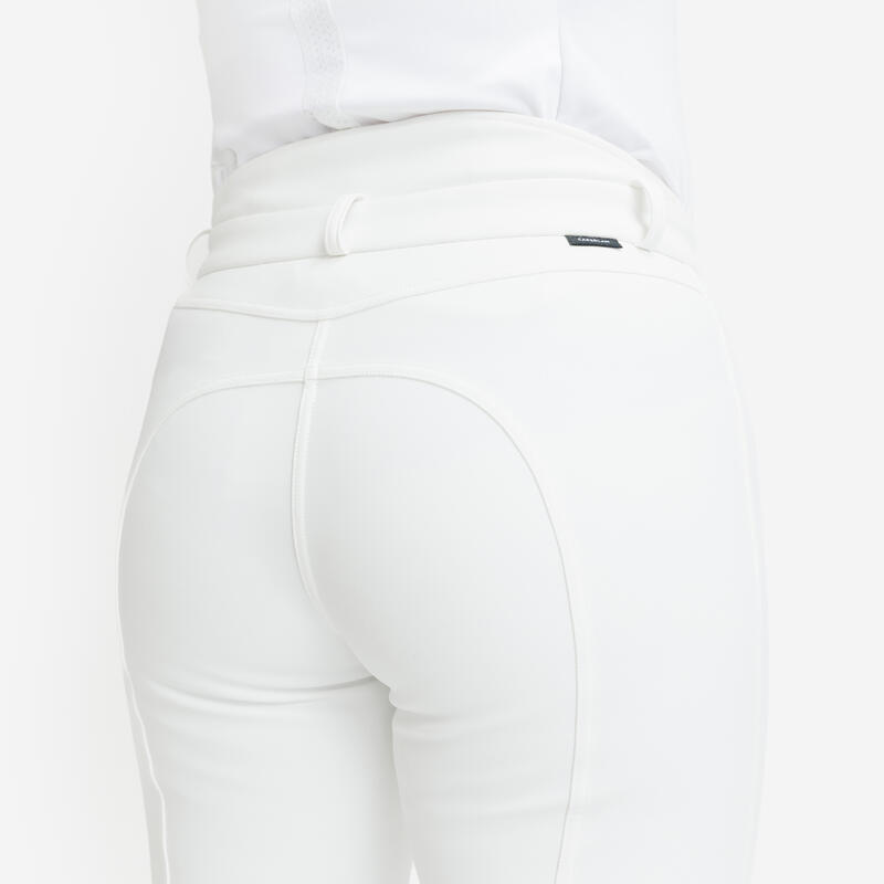 Pantalon concurs echitație Kipwarm 500 Călduros și Hidrofob Alb Damă
