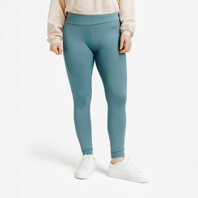 Winter-Reitleggings 500 Silikonbesatz Damen grün