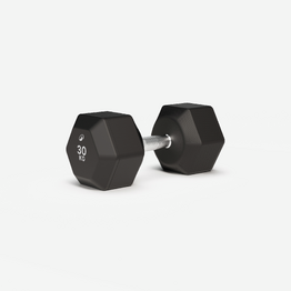 Haltère de crosstraining et musculation Dumbell hexagonale 30 kg, noir