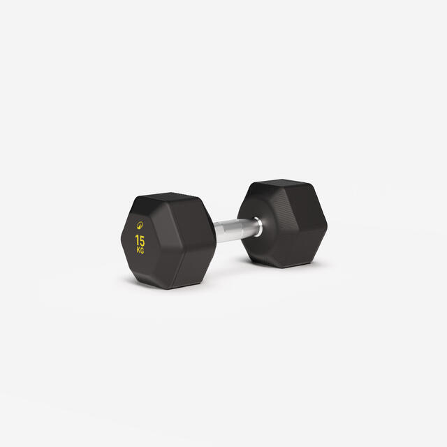 Haltère de crosstraining et musculation Dumbbell hexagonale 15 kg, noir