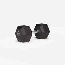 Crna šestougaona bučica za kros-trening i trening snage, težine 27,5 kg 