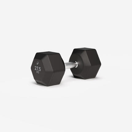 Haltère de crosstraining et musculation Dumbell hexagonale 27,5 kg, noir