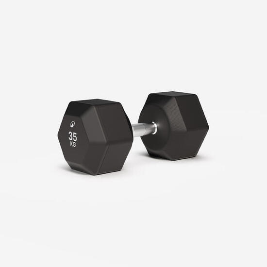 Haltère de crosstraining et musculation Dumbell hexagonale 35 kg, noir