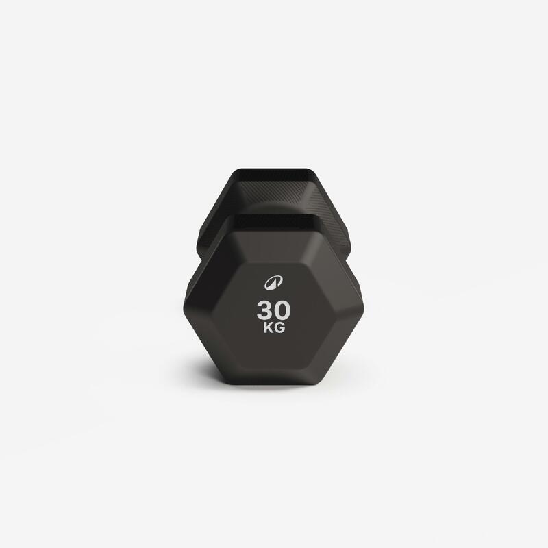 Ganteră de crosstraining și bodybuilding Dumbbell hexagonală 30 kg, negru