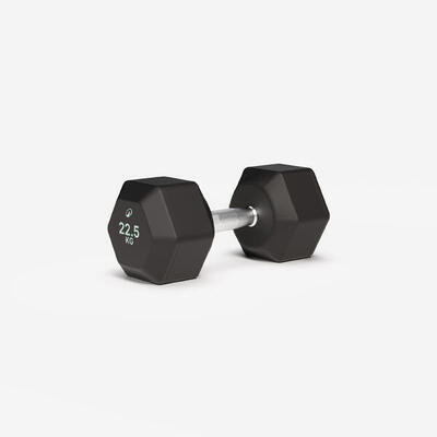 Dumbbell voor crosstraining en krachttraining 22,5 kg zeshoekig zwart