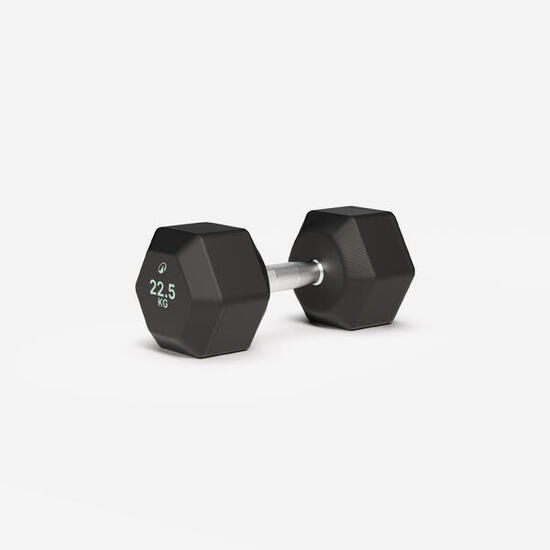 Haltère de crosstraining et musculation Dumbell hexagonale 22,5 kg, noir