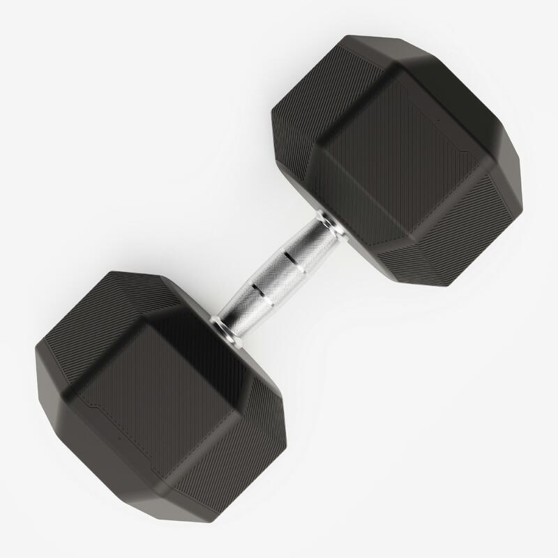 Ganteră de crosstraining și bodybuilding Dumbbell hexagonală 37,5 kg, negru