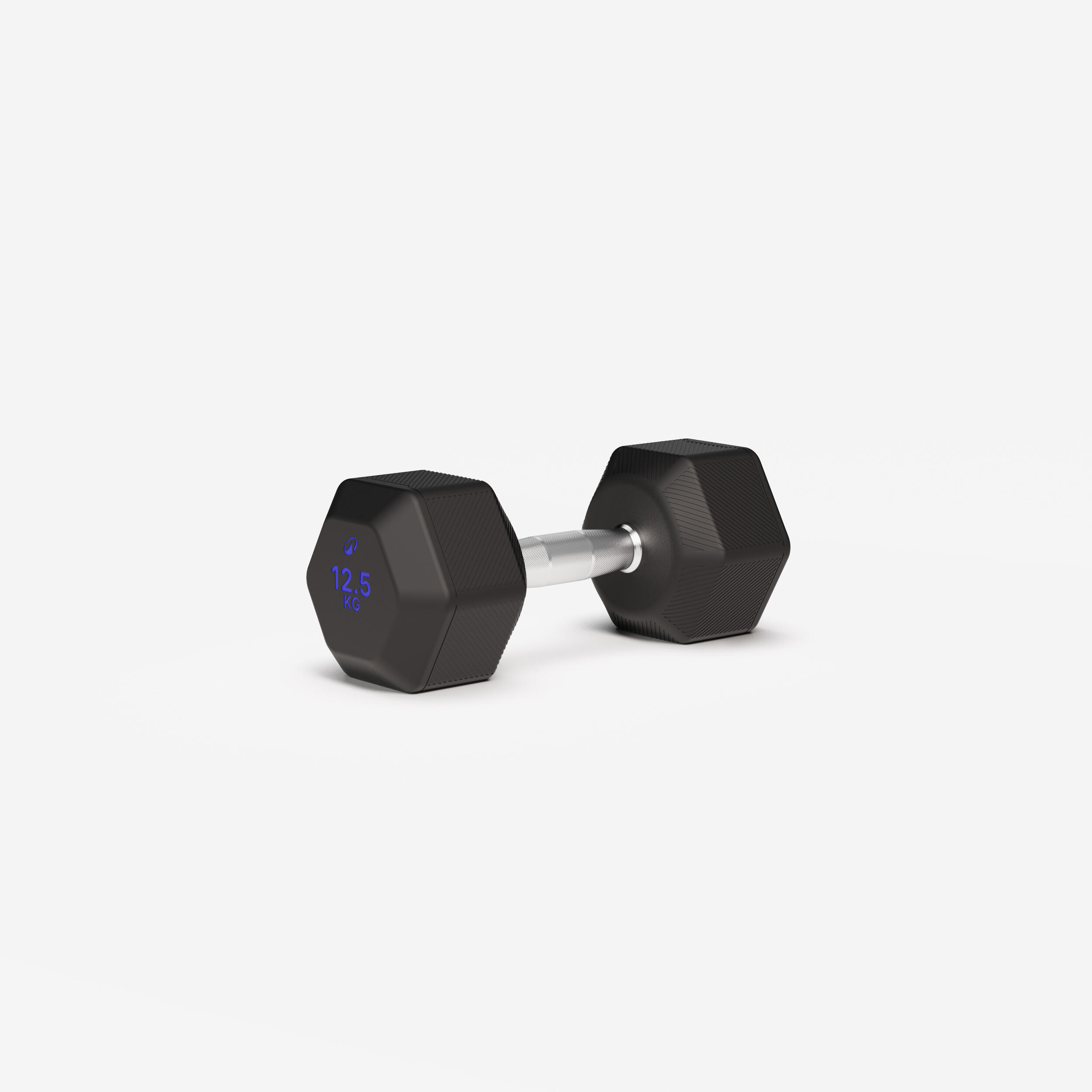 Ganteră hexagonală de crosstraining și bodybuilding Dumbell 12,5 kg, Negru