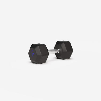 Haltère de crosstraining et musculation Dumbell hexagonale 12,5 kg, noir