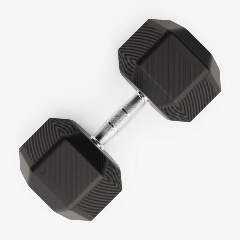 Ganteră de crosstraining și bodybuilding Dumbbell hexagonală 32,5 kg, negru