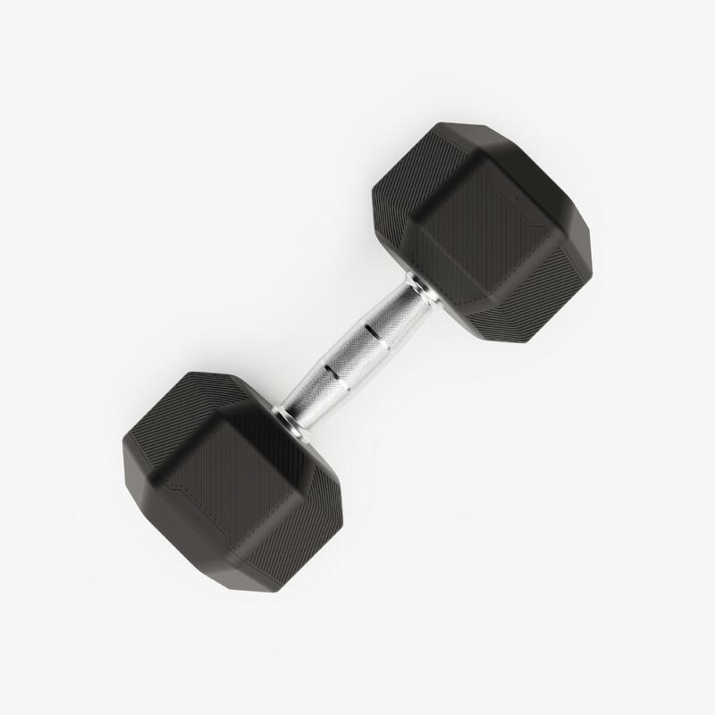 Ganteră de crosstraining și bodybuilding Dumbbell hexagonală 12,5 kg, negru