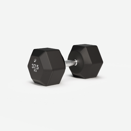 Haltère de crosstraining et musculation Dumbell hexagonale 37,5 kg, noir