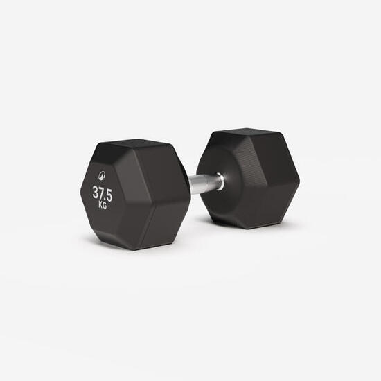 Haltère de crosstraining et musculation Dumbell hexagonale 37,5 kg, noir